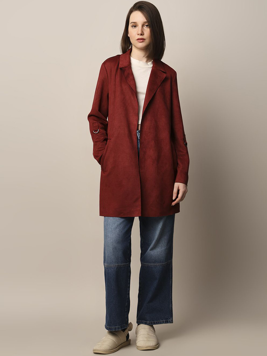 ONLY Women Solid Longline Open Front Jacket