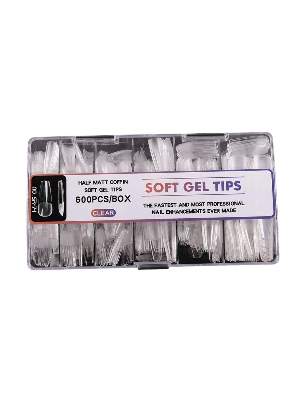 RANORE Set Of 600 Half Matte Coffin Press On Artificial Nails - Transparent