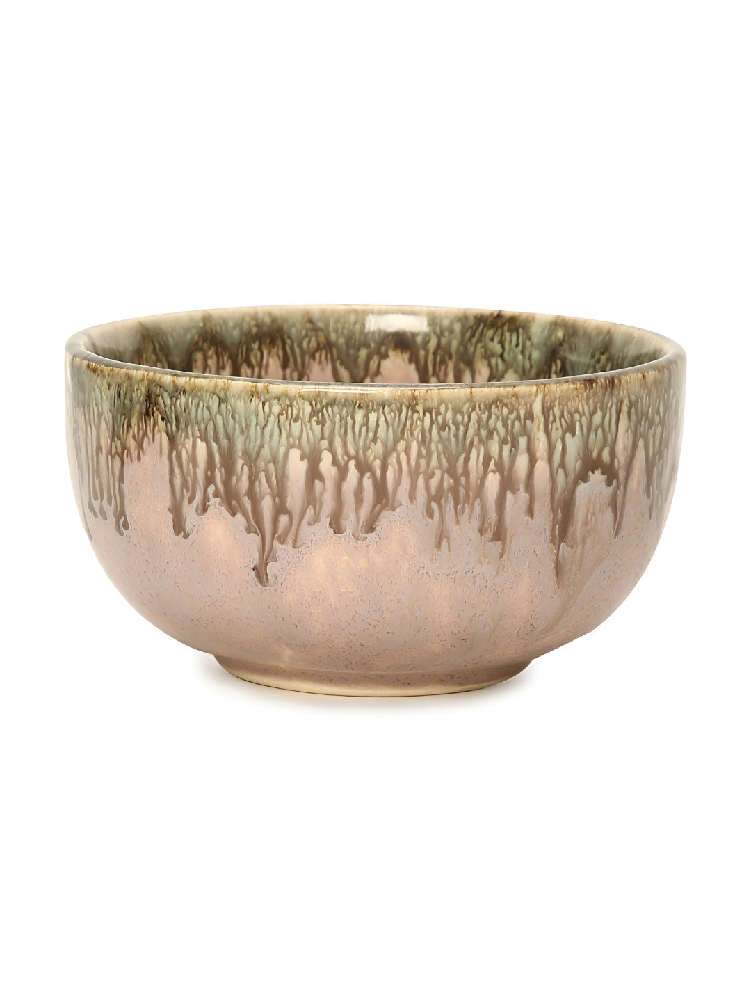 AMALAFIEE CERAMICS Pink & Brown 2 Pieces Textured Ceramic Serving Bowls 200 ml Each