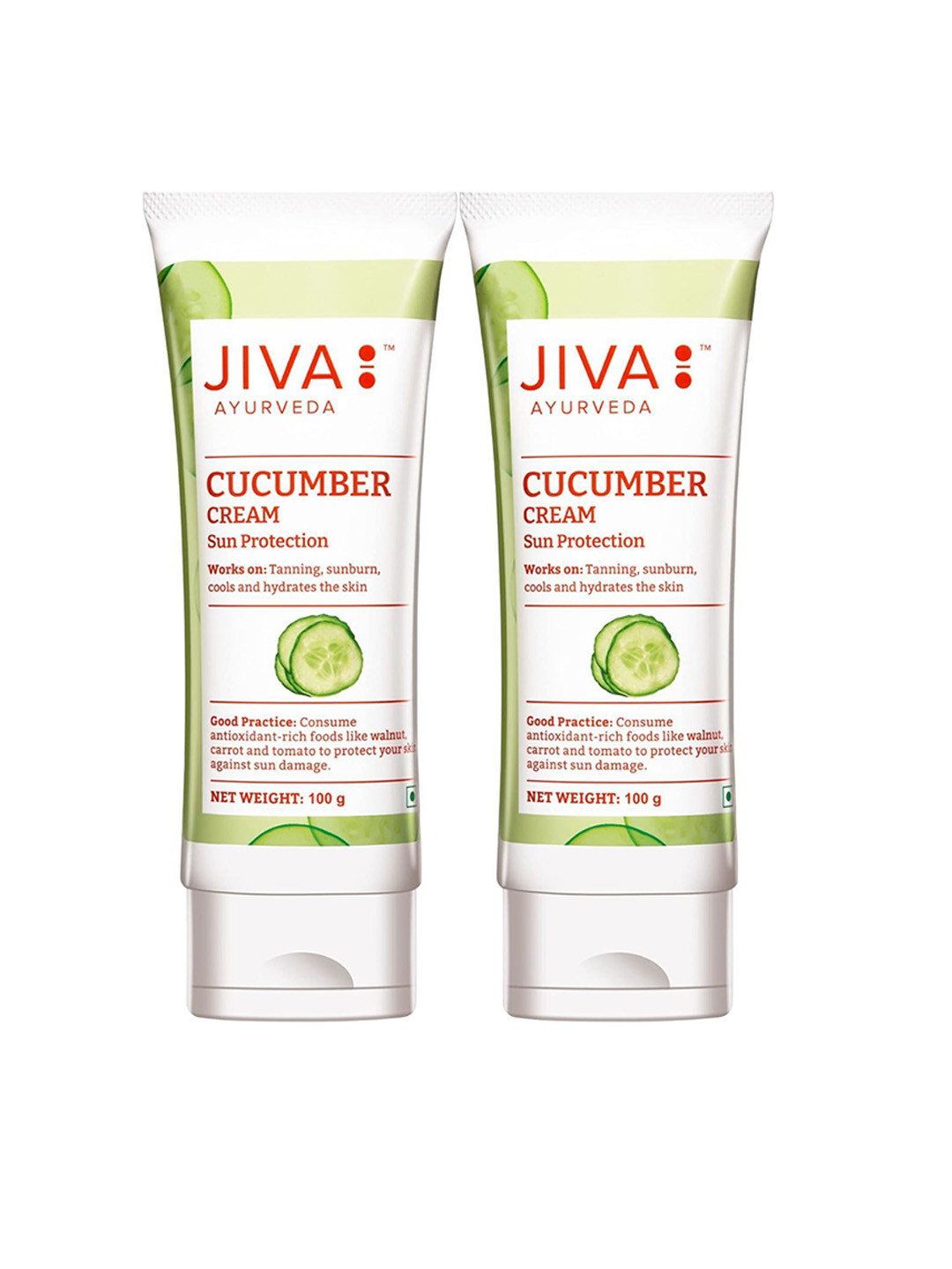 Jiva Set Of 2 Sun Protection Cucumber Cream for Tanning & Sunburn - 100g Each