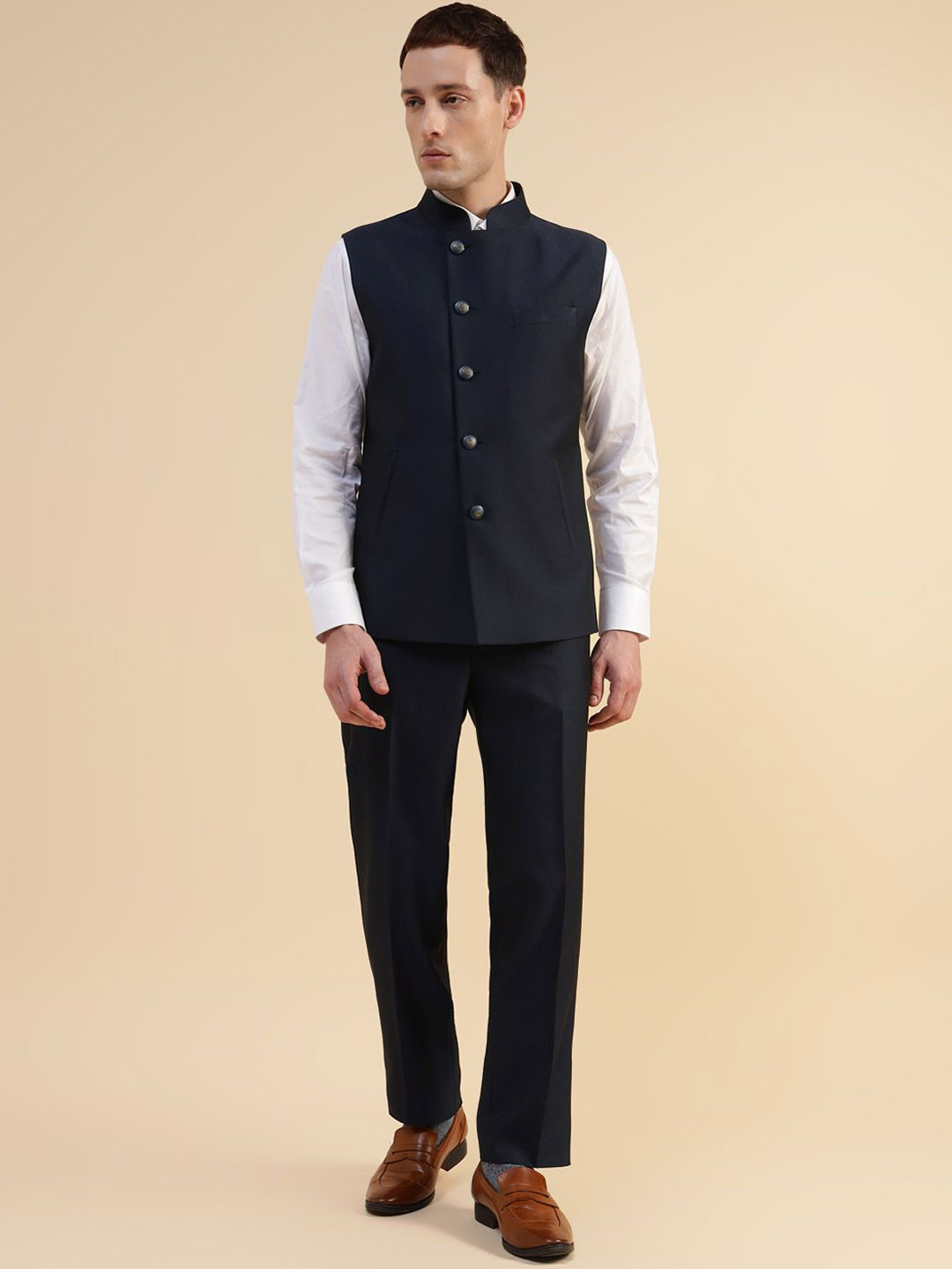 Givo Single-Breasted Two-Piece Mandarin Collar Formal Suit