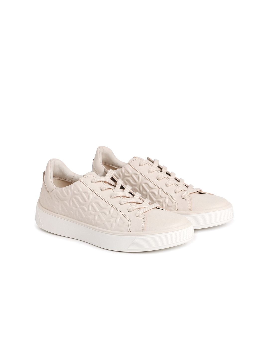 ECCO Women Street Tray Wave Leather Lace-up Textured Sneakers
