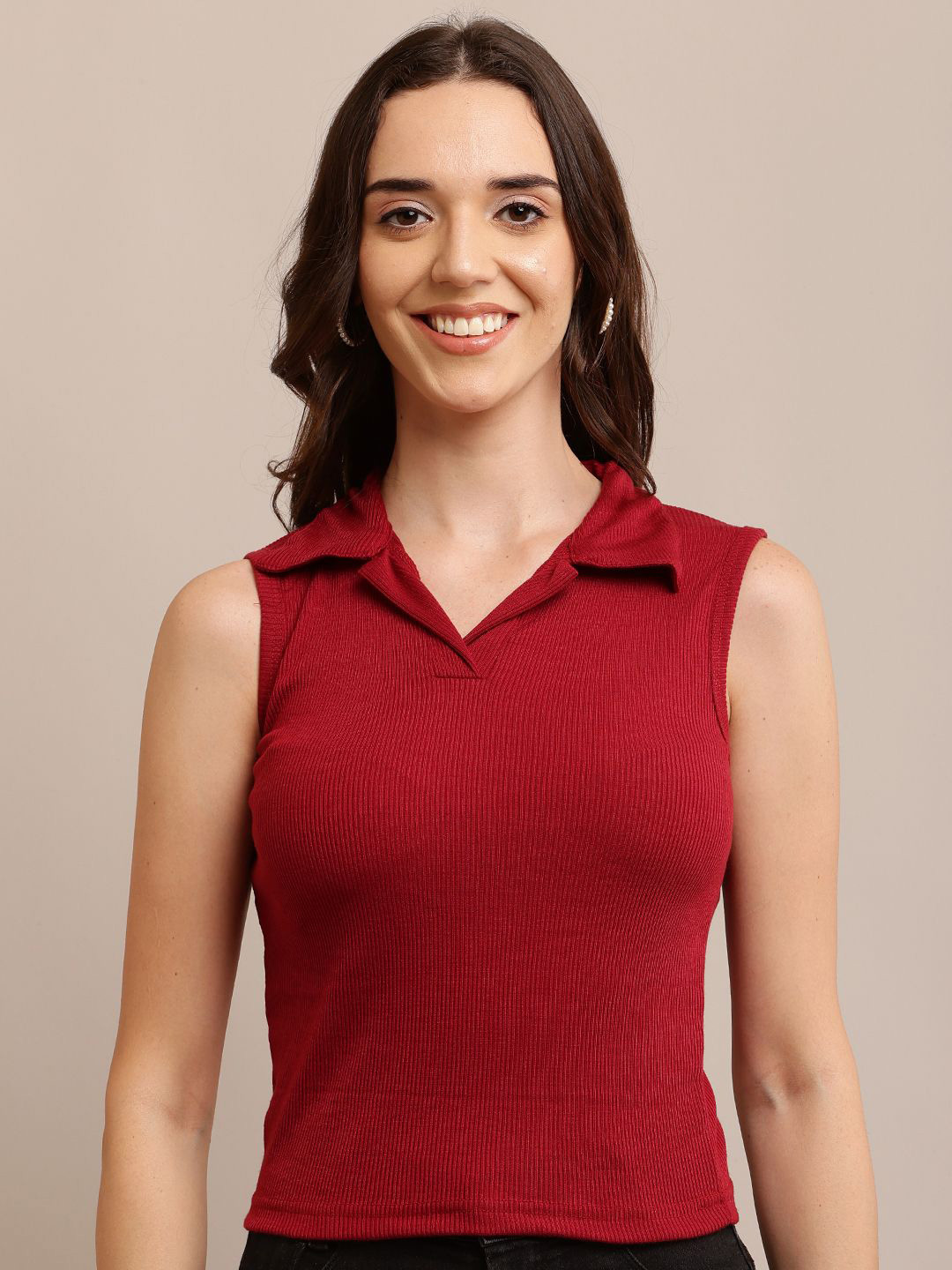 Raabta Fashion Women Solid Shirt Collar Top