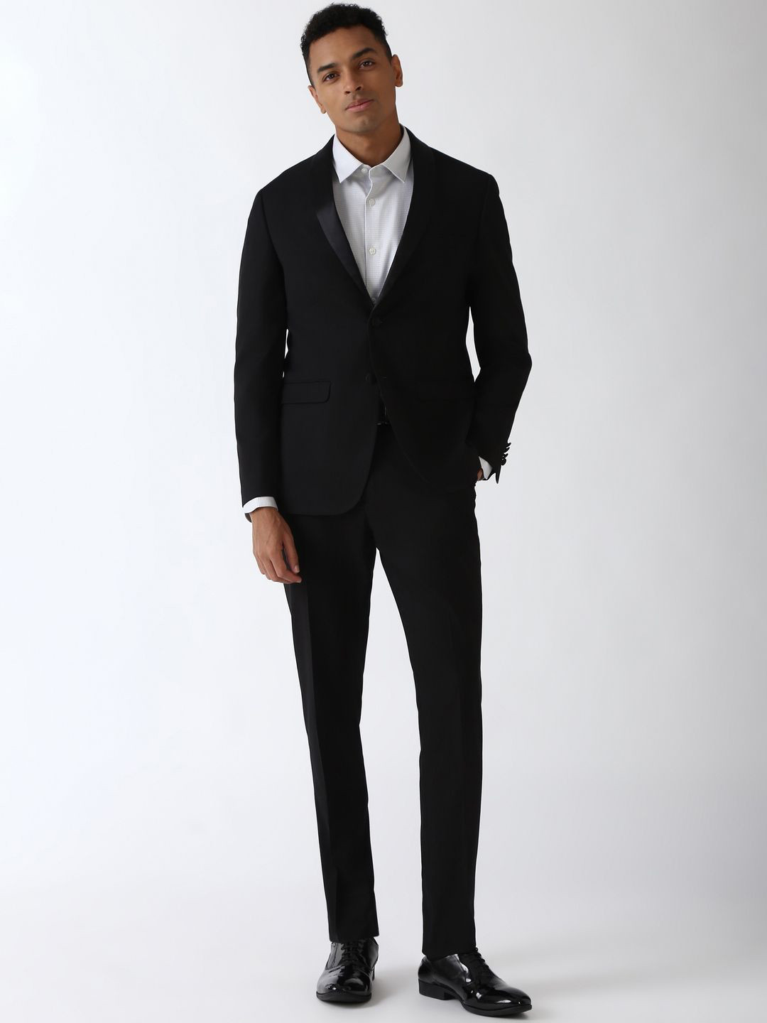 Peter England Elite Men Shawl Collar Long Sleeves Slim-Fit Single-Breasted  Formal Suit