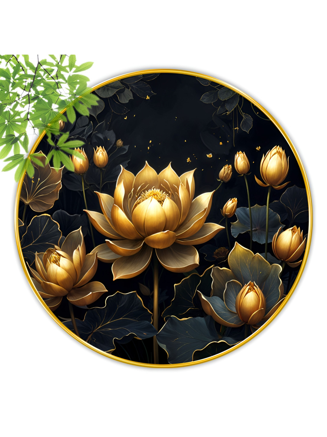 SAF Wood Wall Round Paintings Wall Art - 23x23In