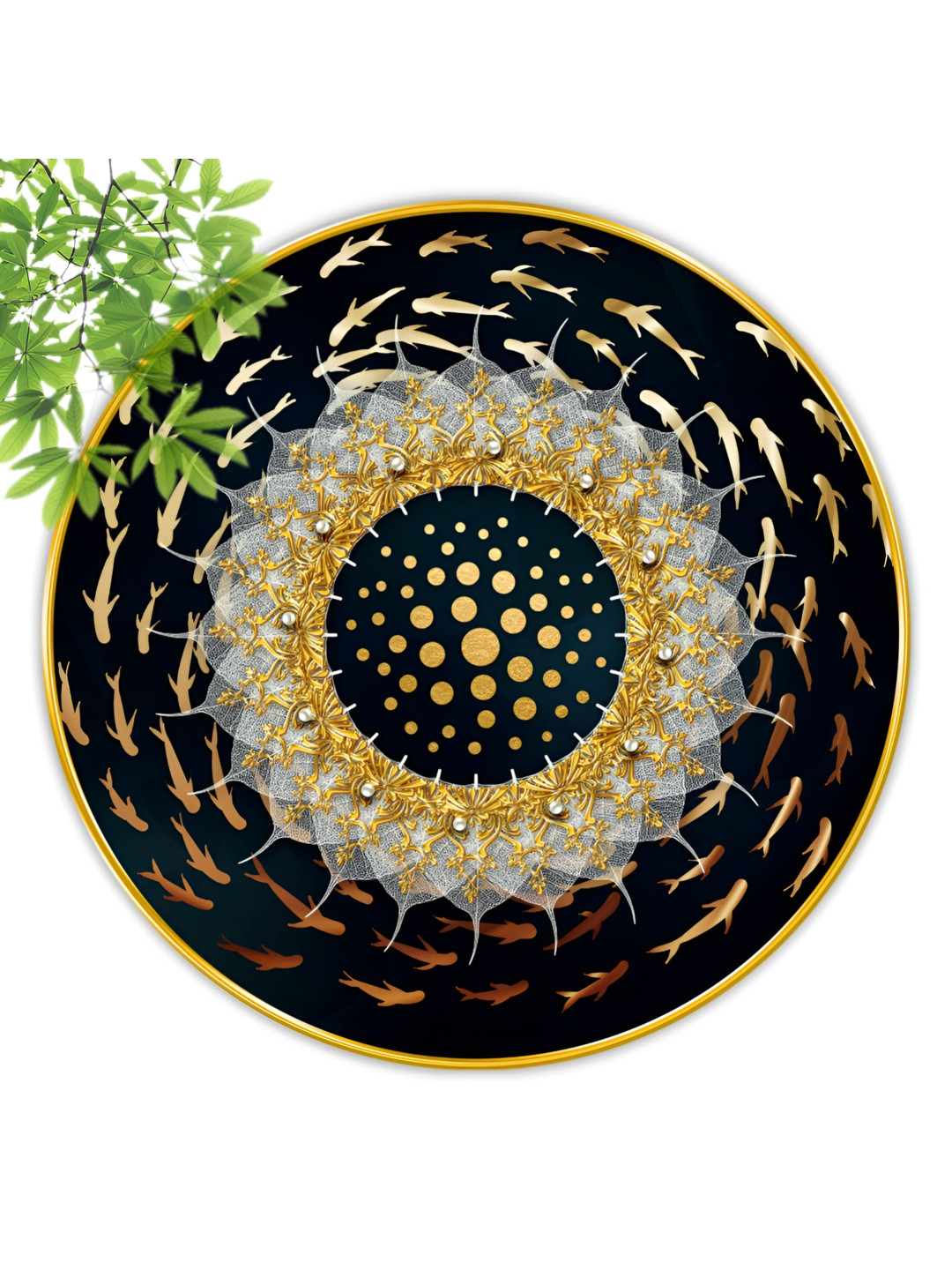 SAF Brown & Off White Wooden Round Shaped Wall Paintings