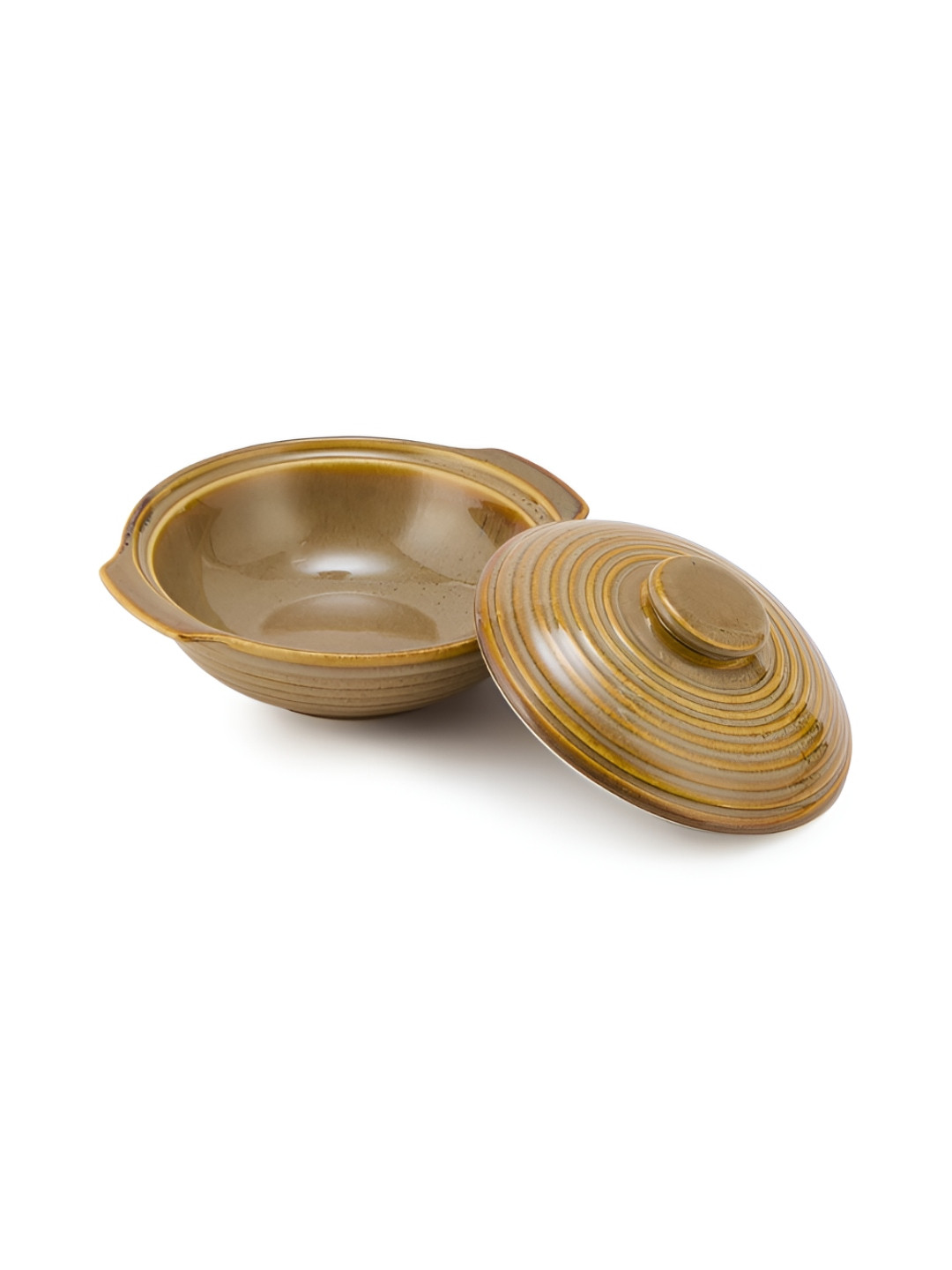 Fabindia Yellow Textured Ceramic Serving Casserole 400 ml