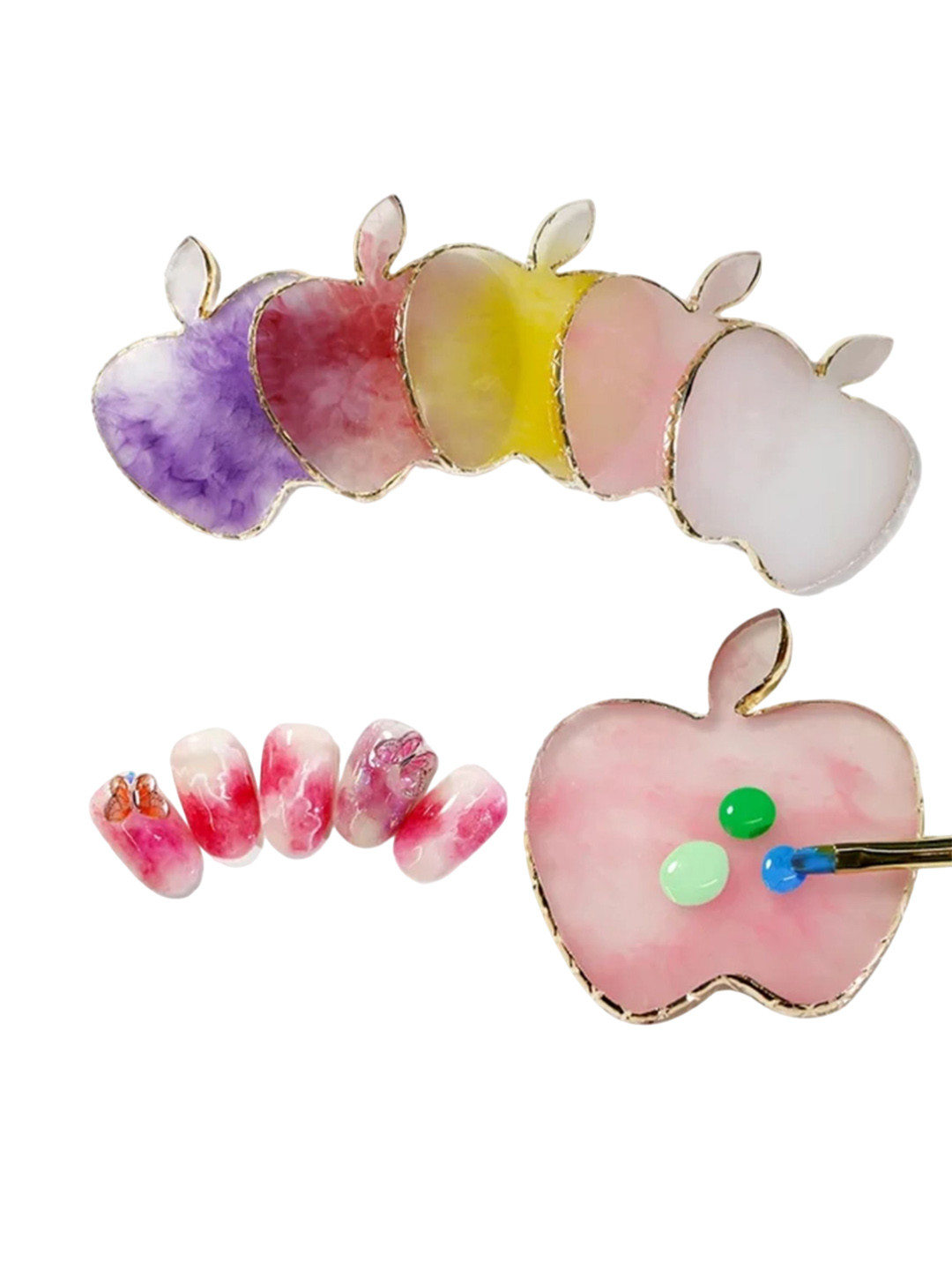 RANORE Apple Shape Resin Nail Art Painting Palette - White
