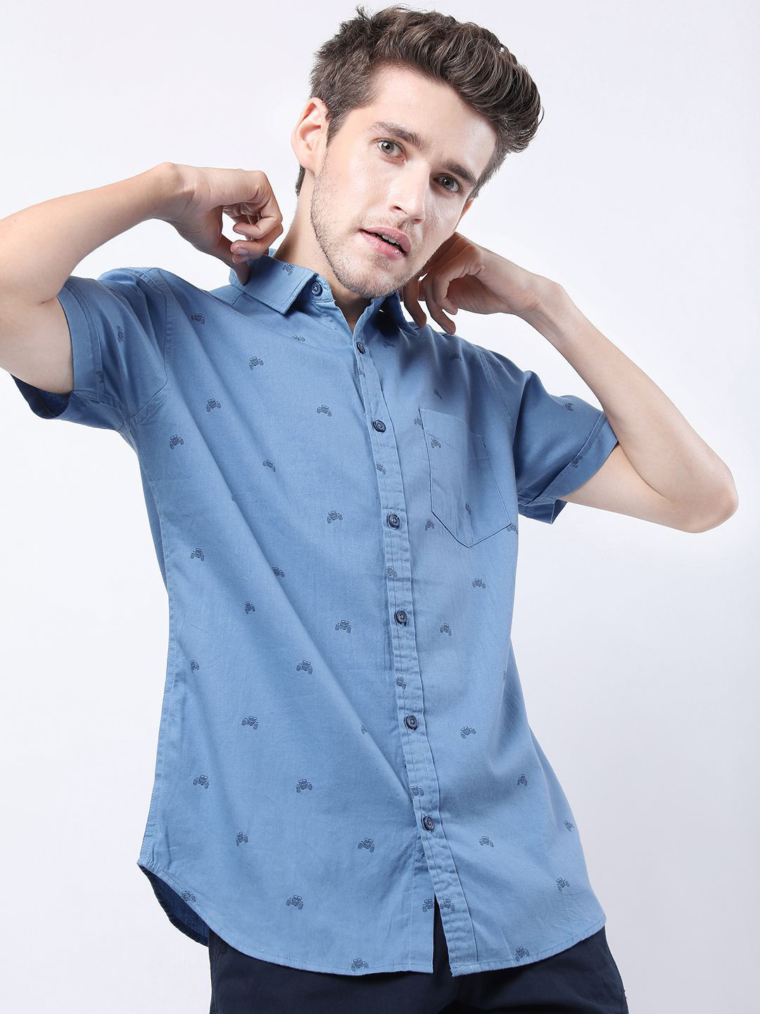 KETCH Mens Printed Casual Slim Fit Shirt