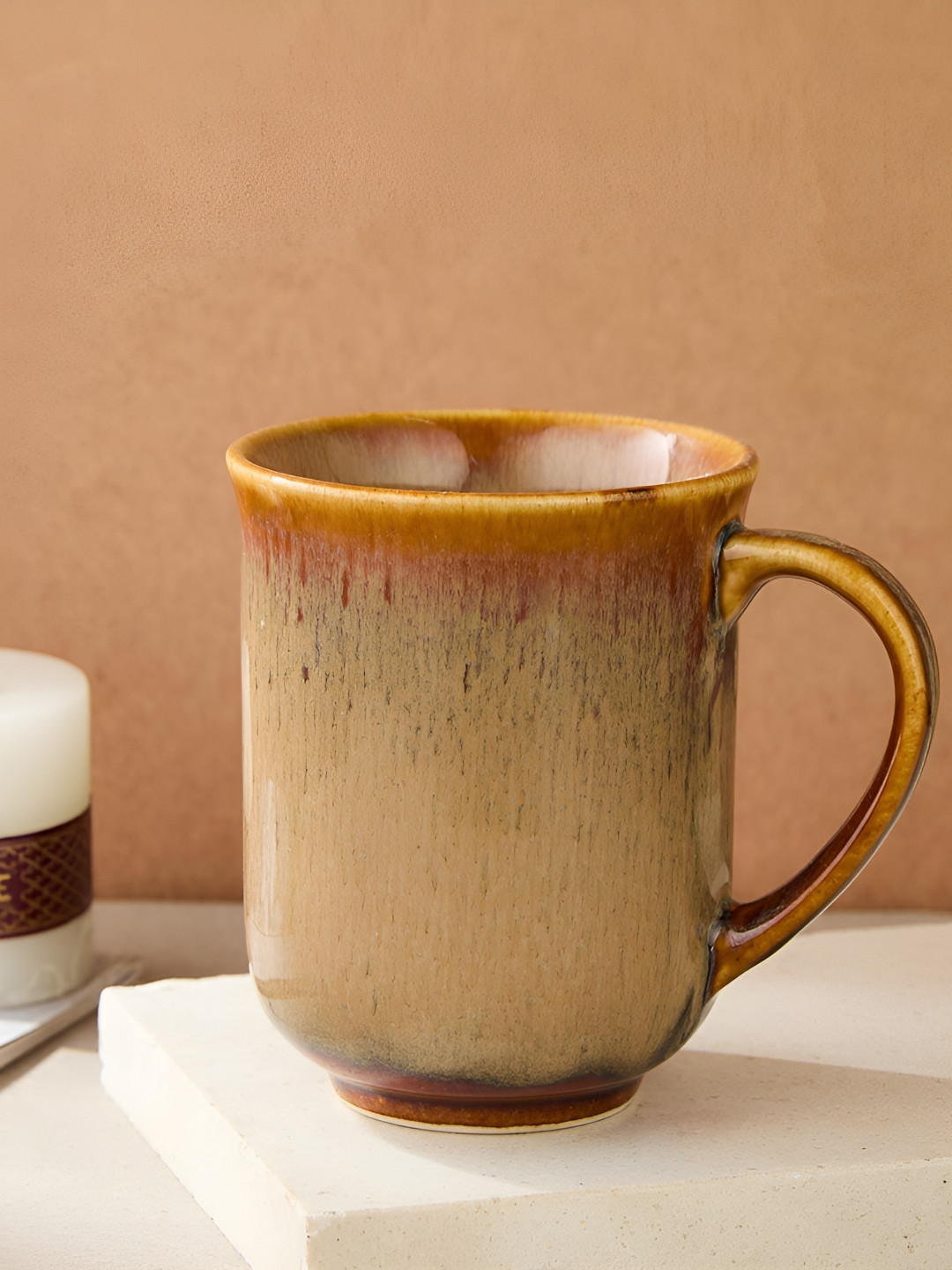 Fabindia Yellow Ceramic Handmade Mug-360ml