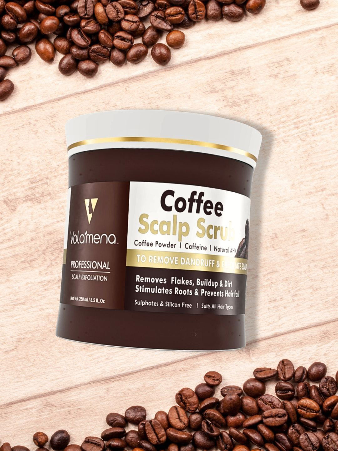 Volamena Coffee Scalp Scrub To Remove Dandruff & Exfoliate Scalp 250 ml