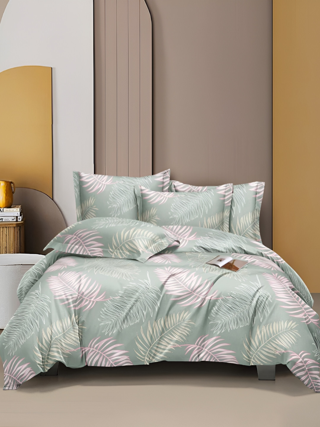MORADO Green Leaf Printed Double Queen Duvet Cover