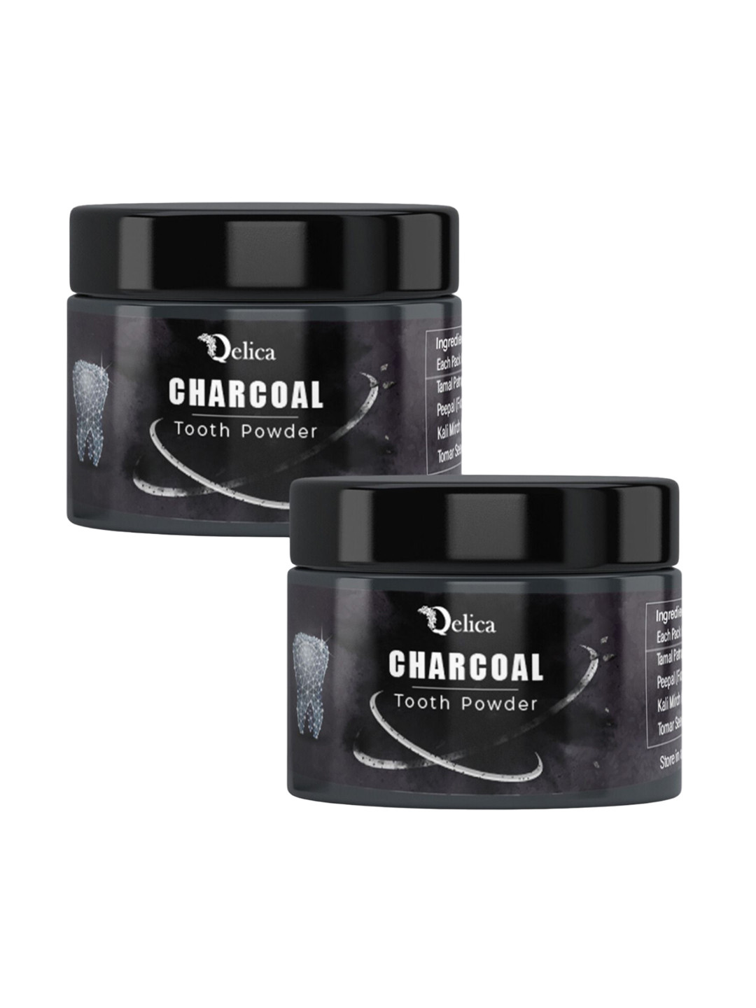 Qelica Set Of 2 Charcoal Teeth Whitening Powder - 50 g Each