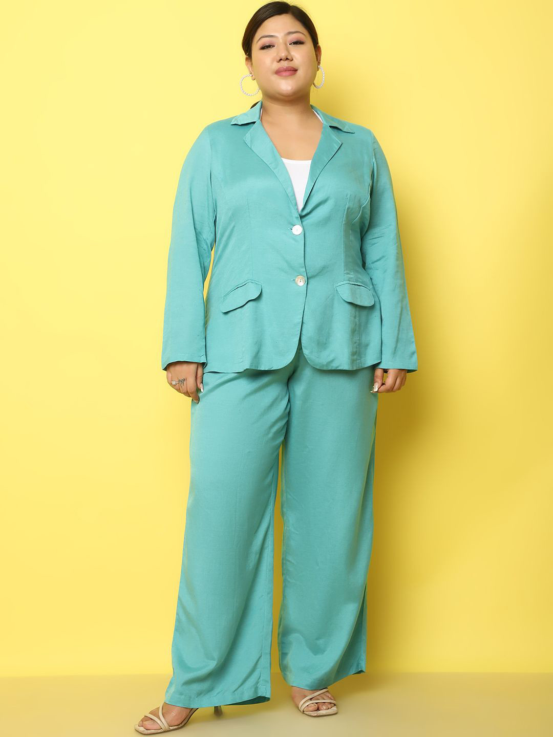 theRebelinme Lapel Collar Neck Long Sleeves Linen Coat With Trousers