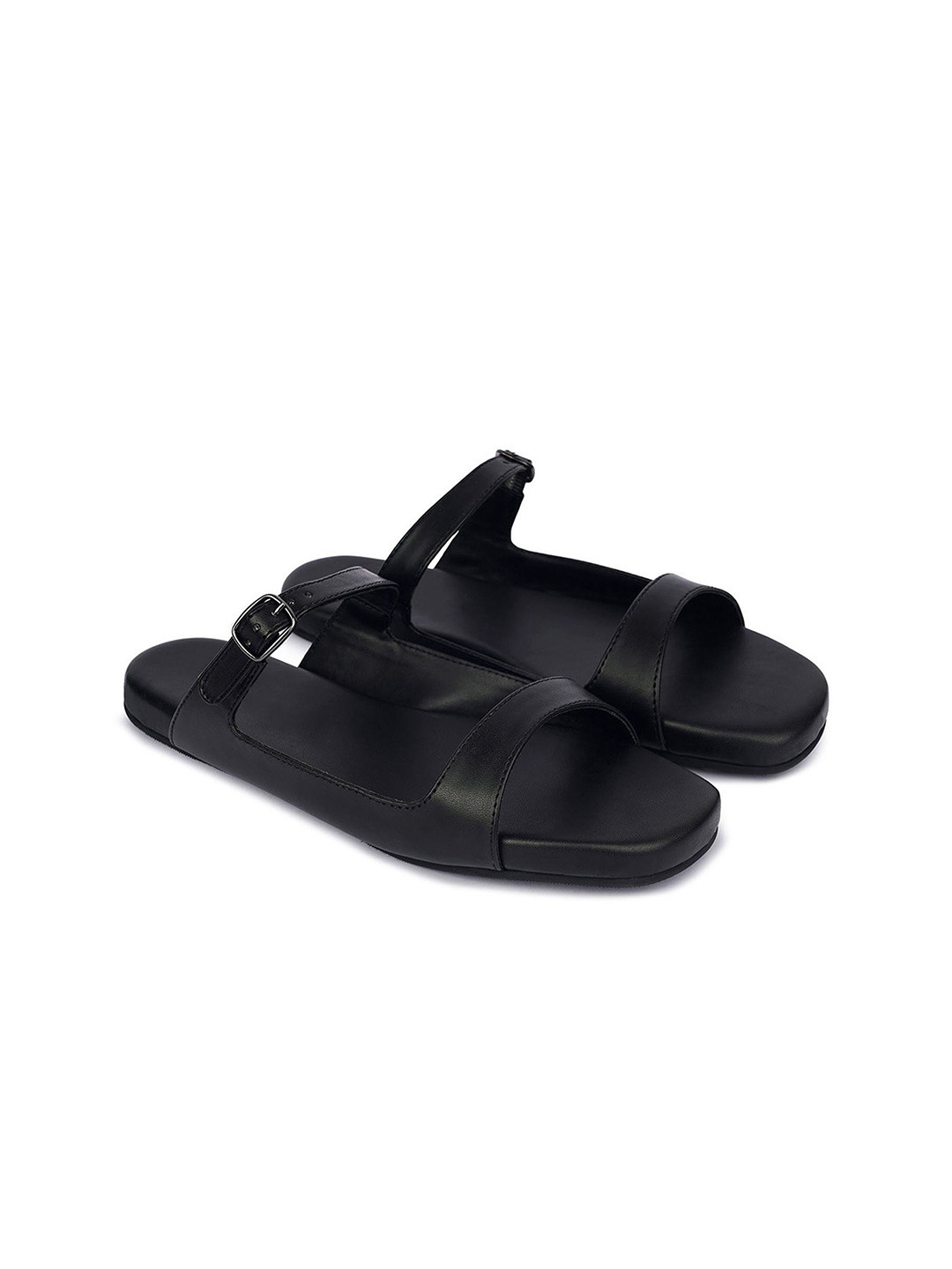 Planet Paaduks Dual-Strap Open Toe Synthetic Leather Flats