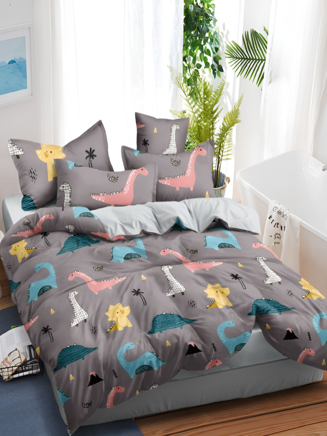 MORADO Brown Printed Single Bed Duvet Cover