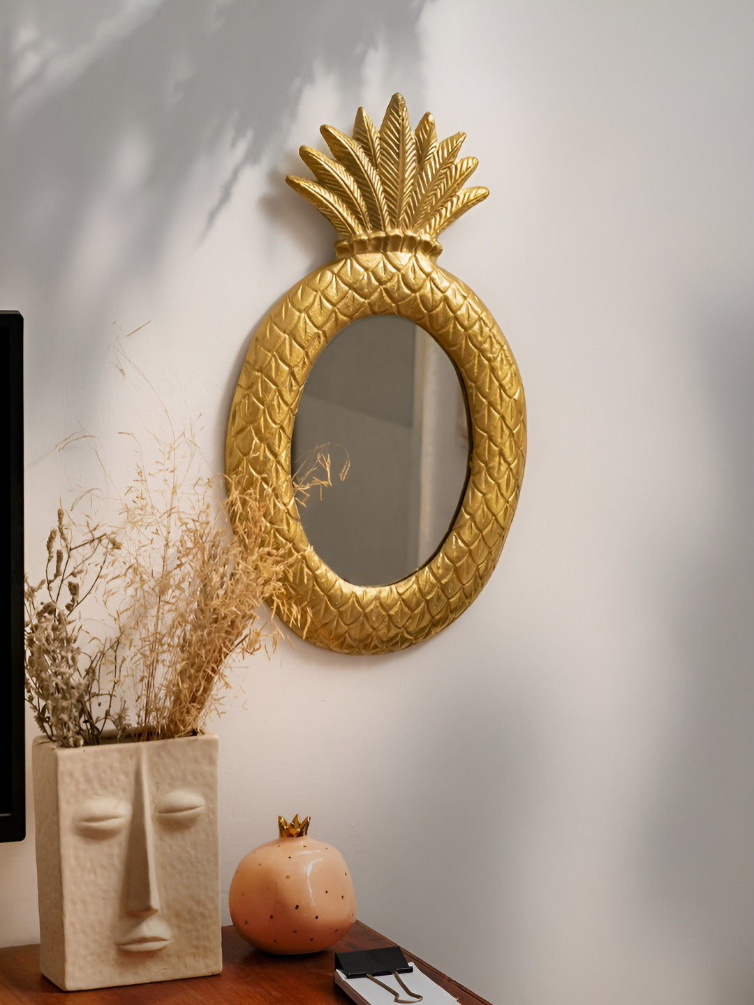 Glimpse Homes Gold Pineapple Design Wall Mirror