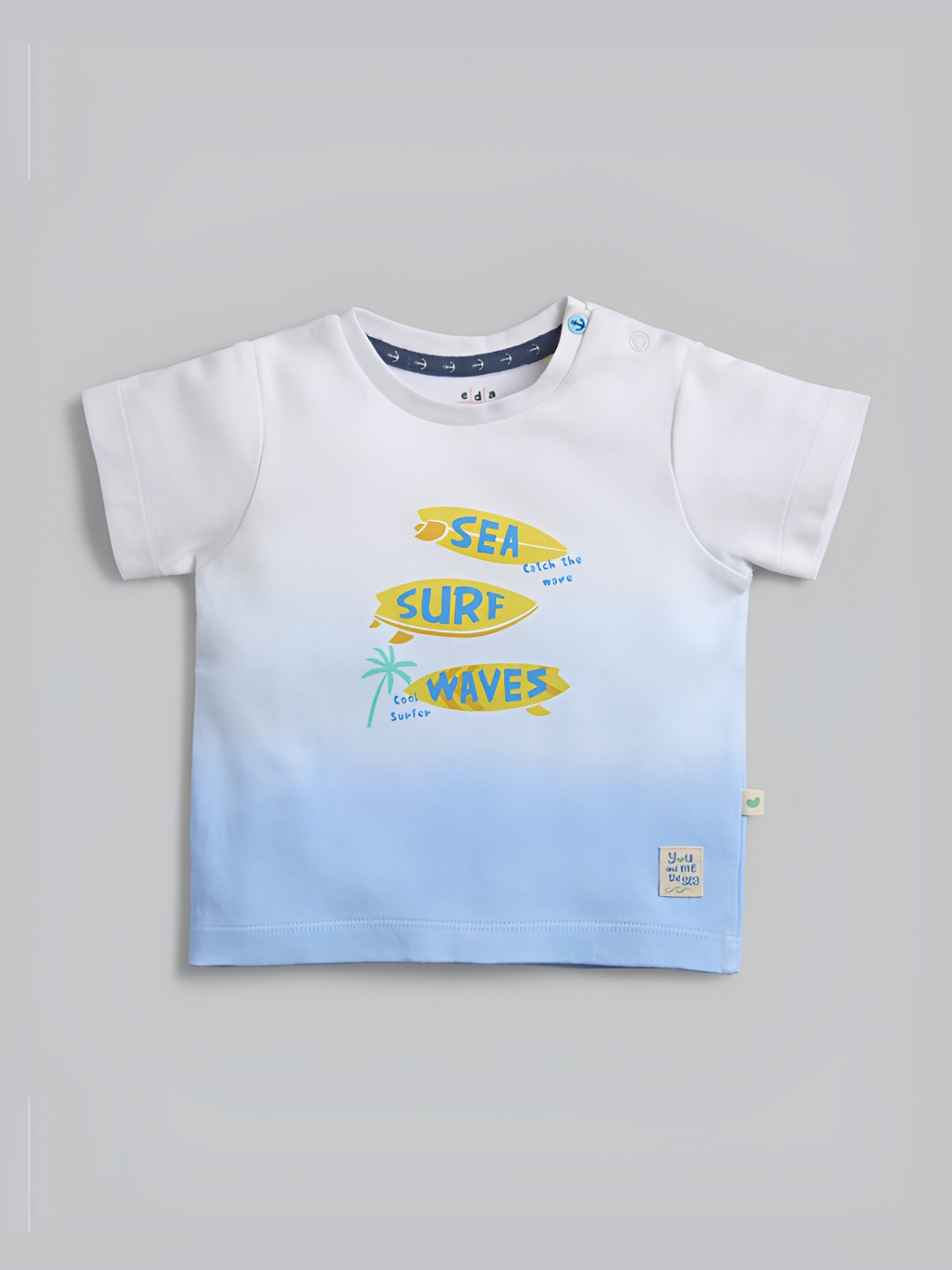 Ed-a-Mamma Baby Boys Bio Finish Typography Printed Round Neck Cotton T-shirt