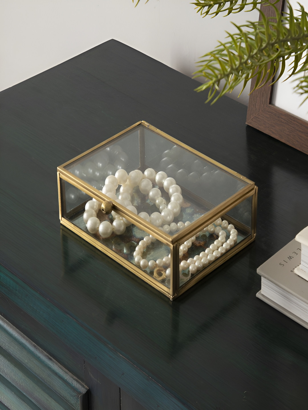 NILAAY Rose Merry Gold-Toned Glass Jewellery Organiser