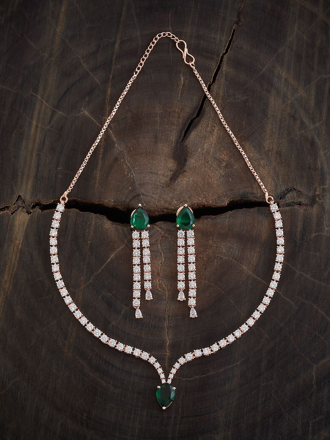 Kushal's Fashion Jewellery Rose Gold-Plated Zircon Embellished Bridal Jewellery Set