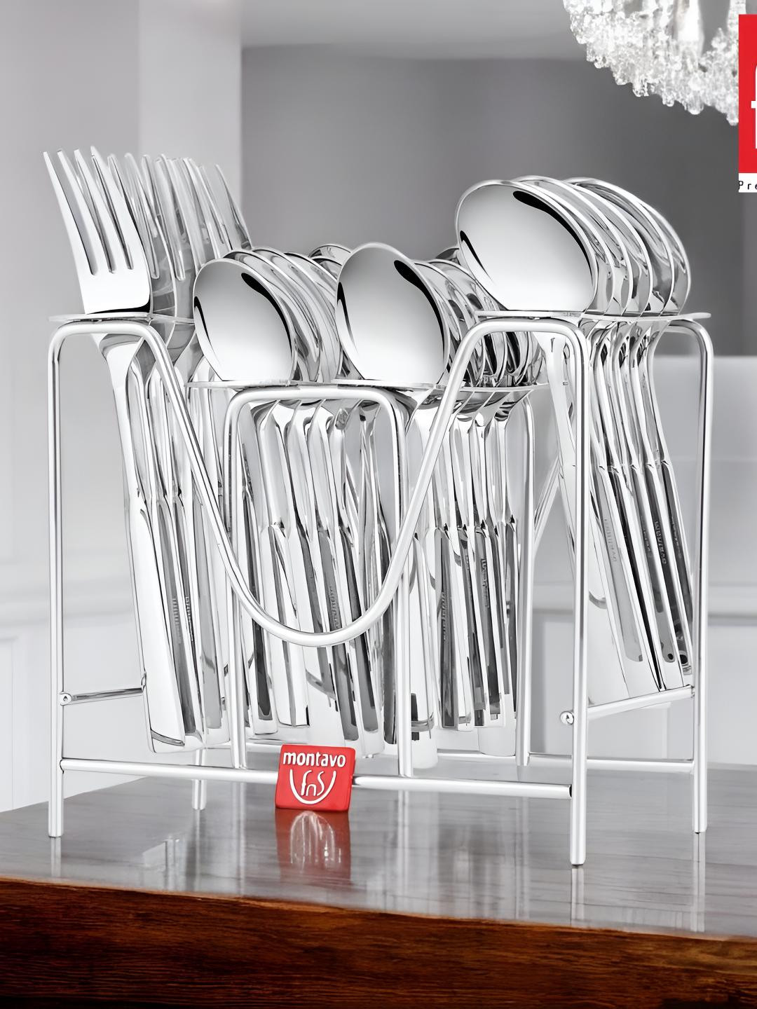 FNS Lisbon Silver-Toned 24 Pieces Stainless Steel Cutlery