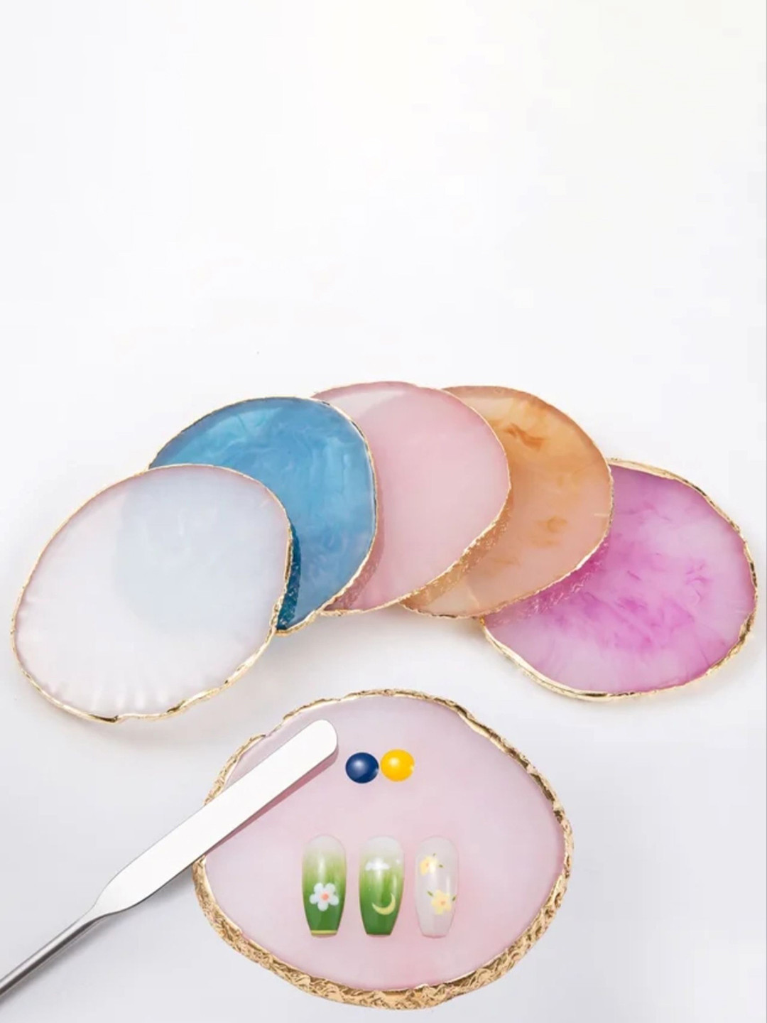 RANORE Round Shape Resin Nail Art Painting Palette - Green