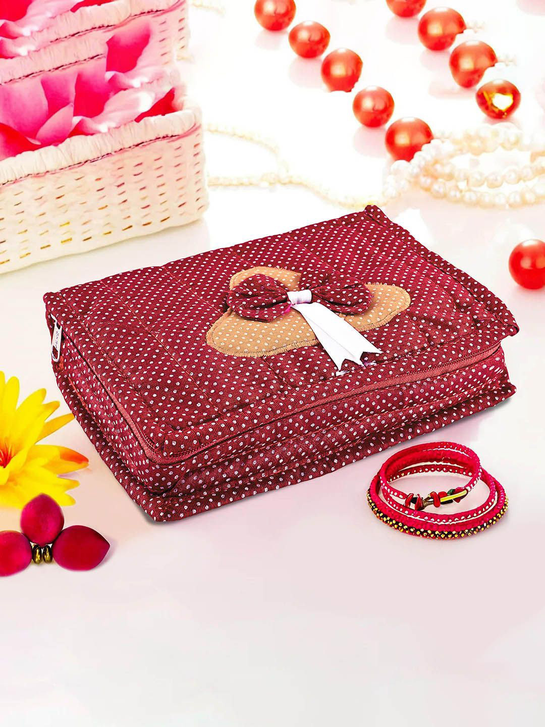Kuber Industries Maroon Printed Jewellery Organiser