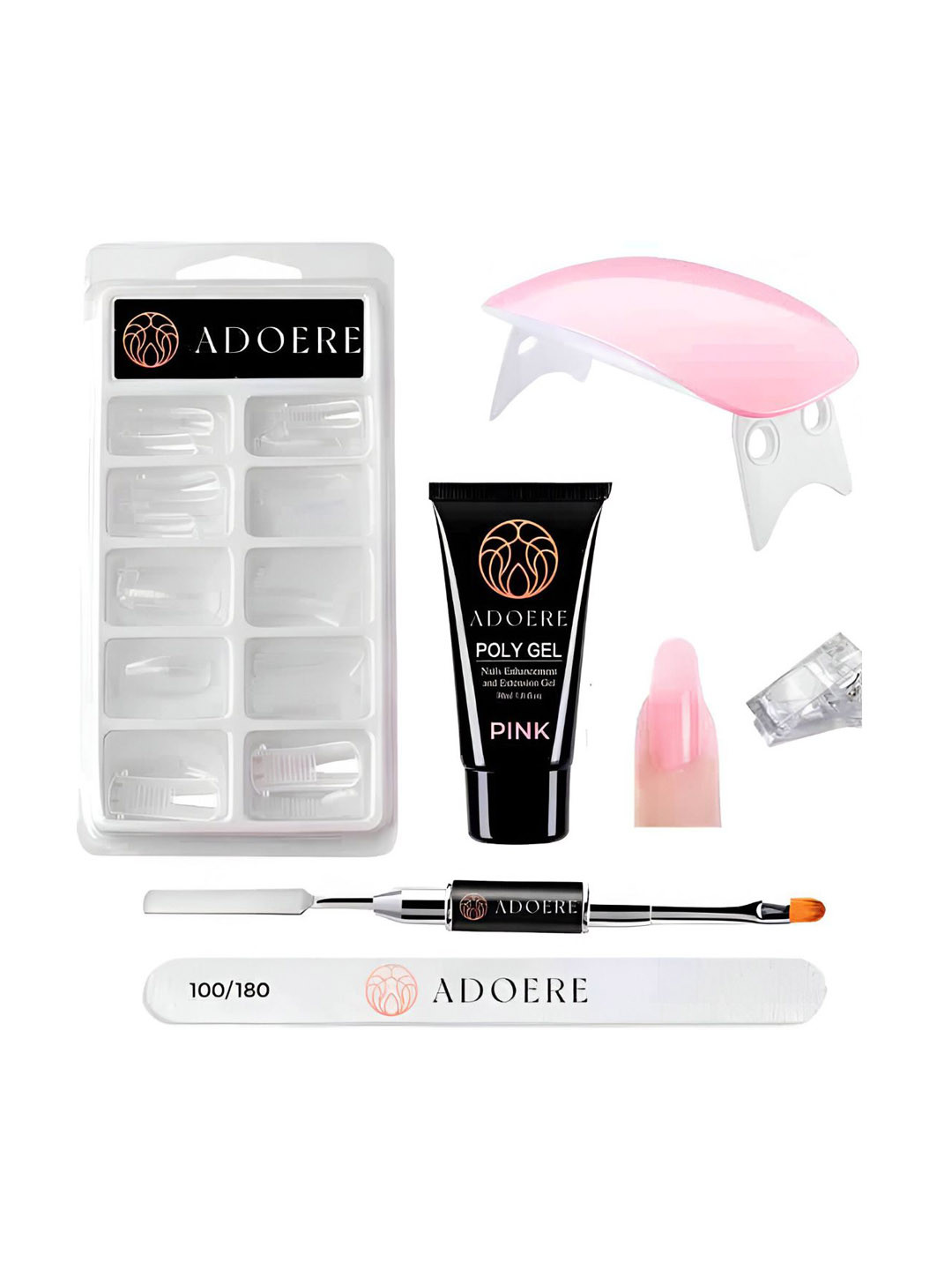 Adoere Set Of 6 Nail Extension Kit-Pink