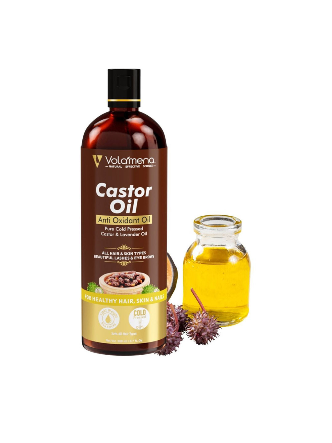 Volamena Pure Cold Pressed Anti Oxidant Castor Oil 200 ml