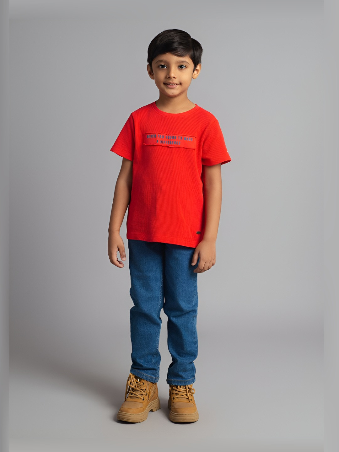 Ed-a-Mamma Boys Bio Finish Typography Printed Round Neck Cotton T-shirt