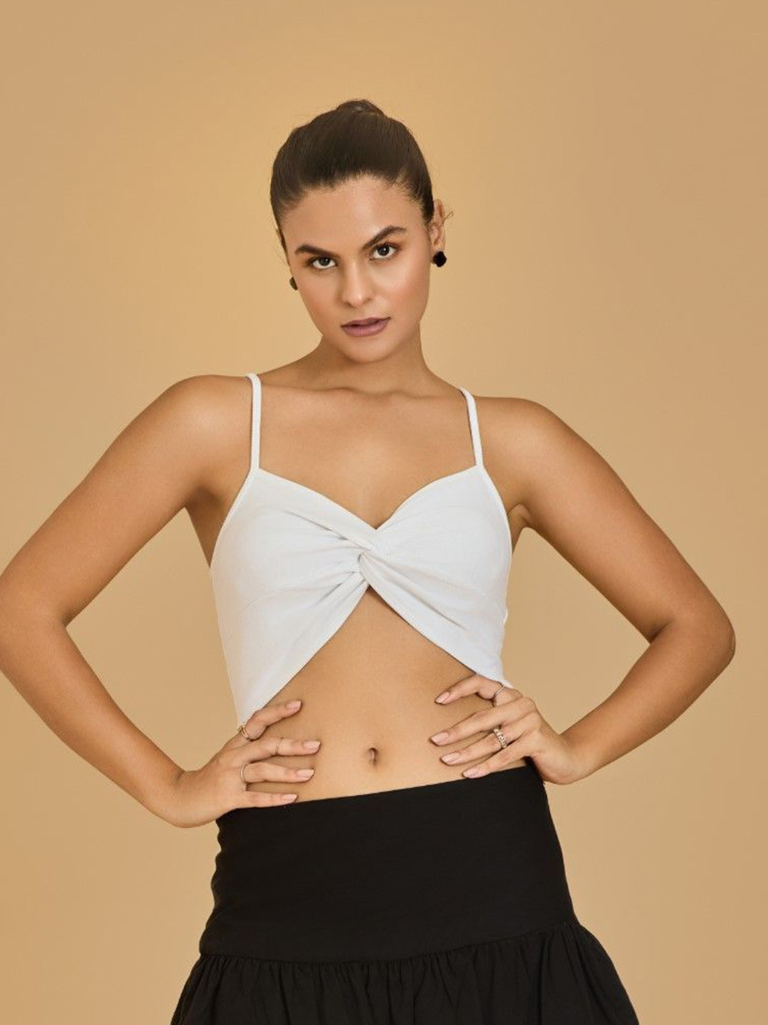 Urban Sundari Women Solid Shoulder Straps Cotton Top