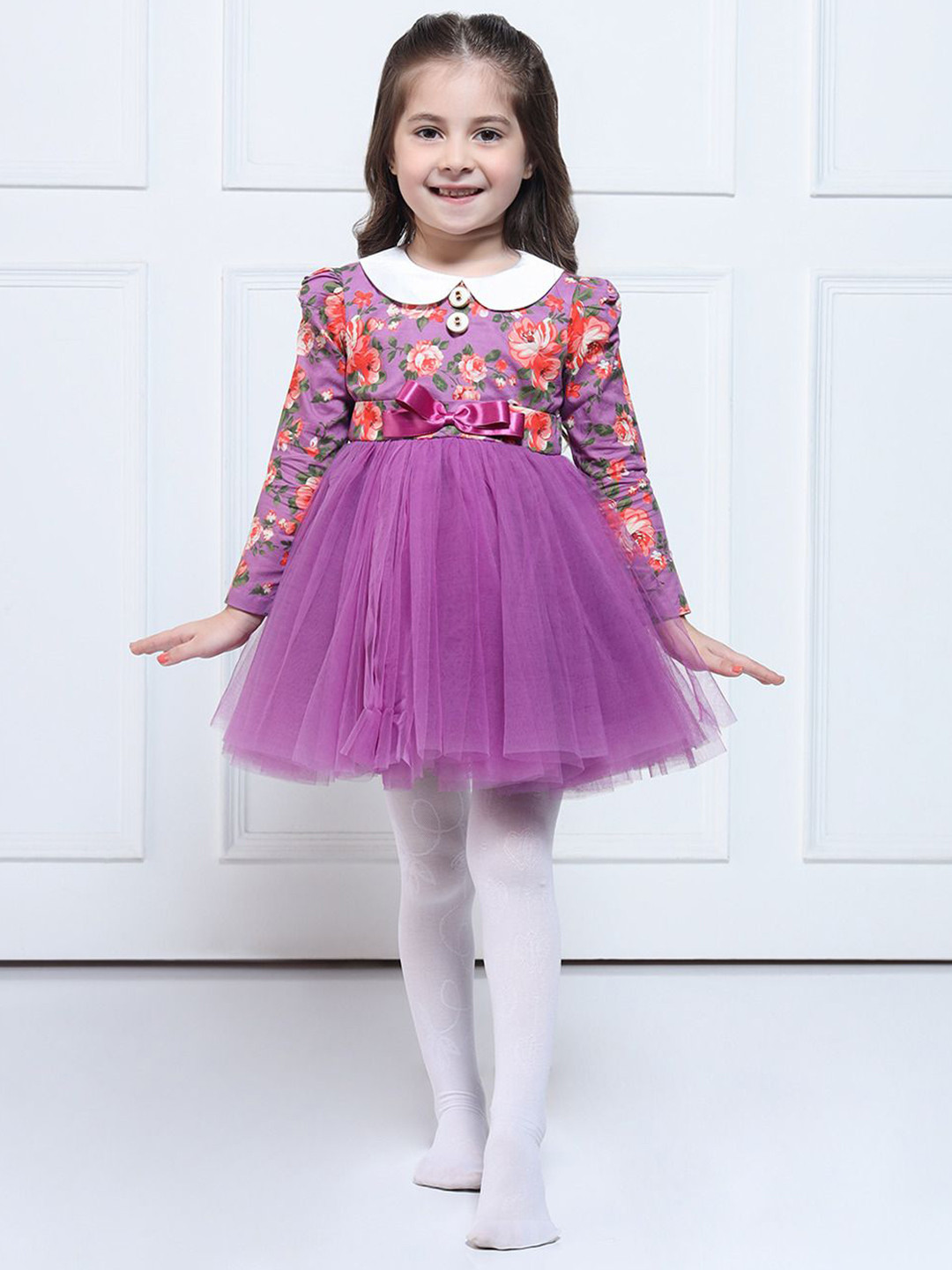 THE PONY & PEONY CO. Girls Floral Printed Fit and Flare Dress