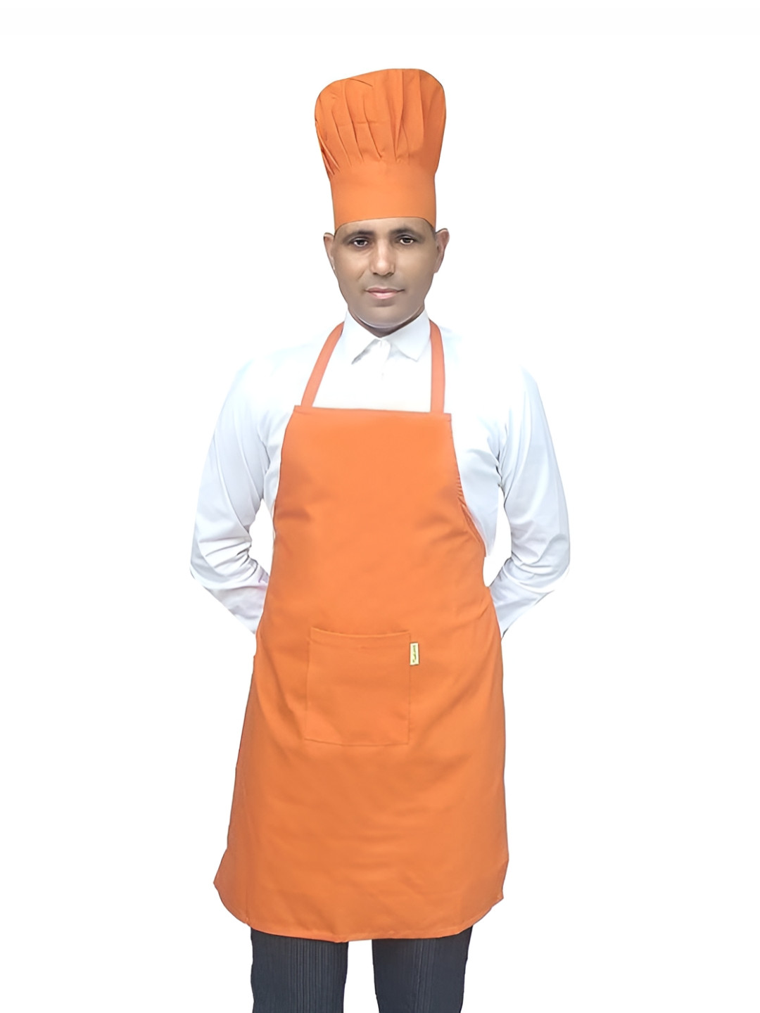 SWITCHON Unisex Orange 2 Pieces Apron With Hat