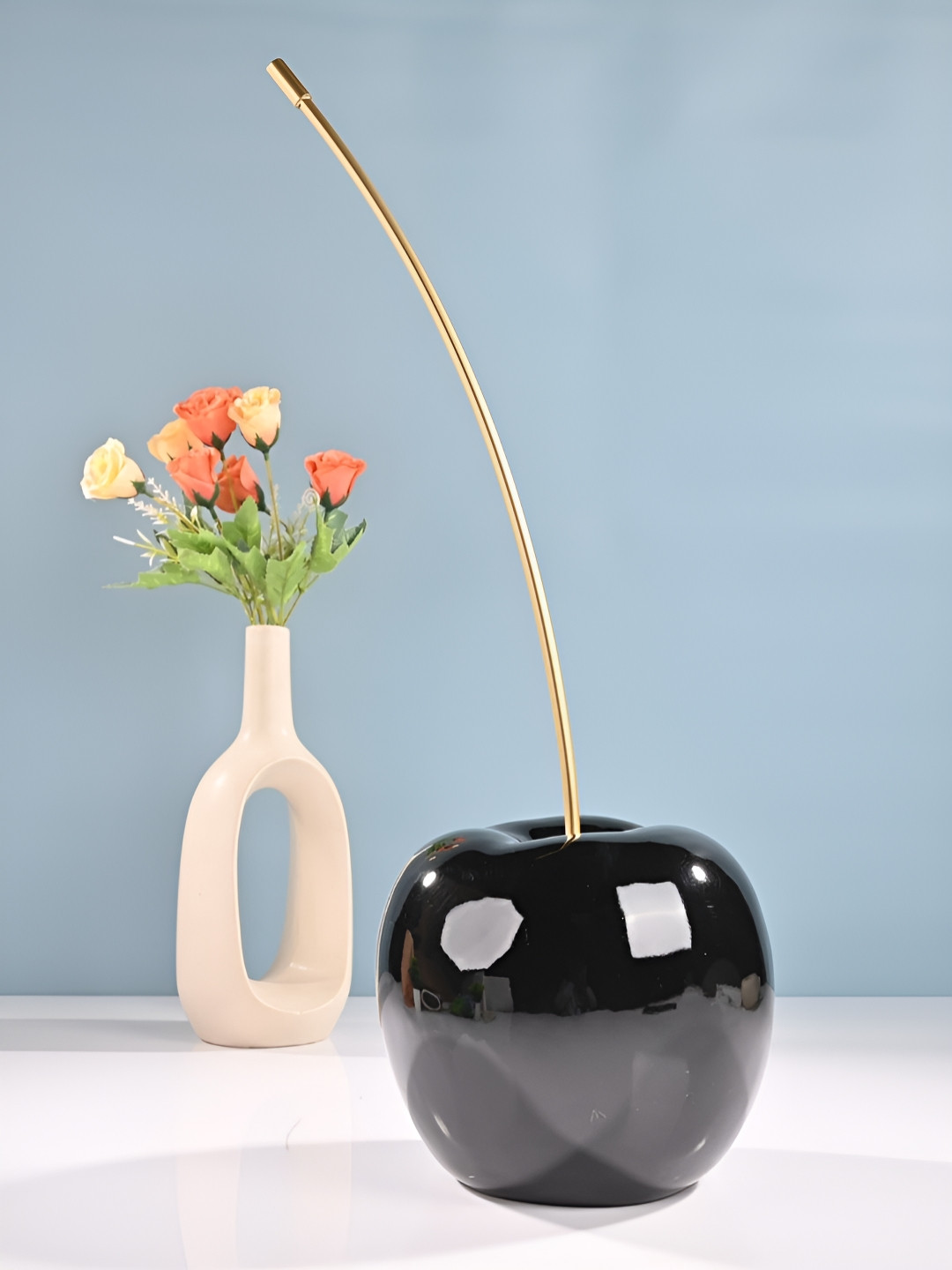 SMOKEY COCKTAIL Cherry Black Polyresin Natural Living Room Medium Showpiece - 24 Inches