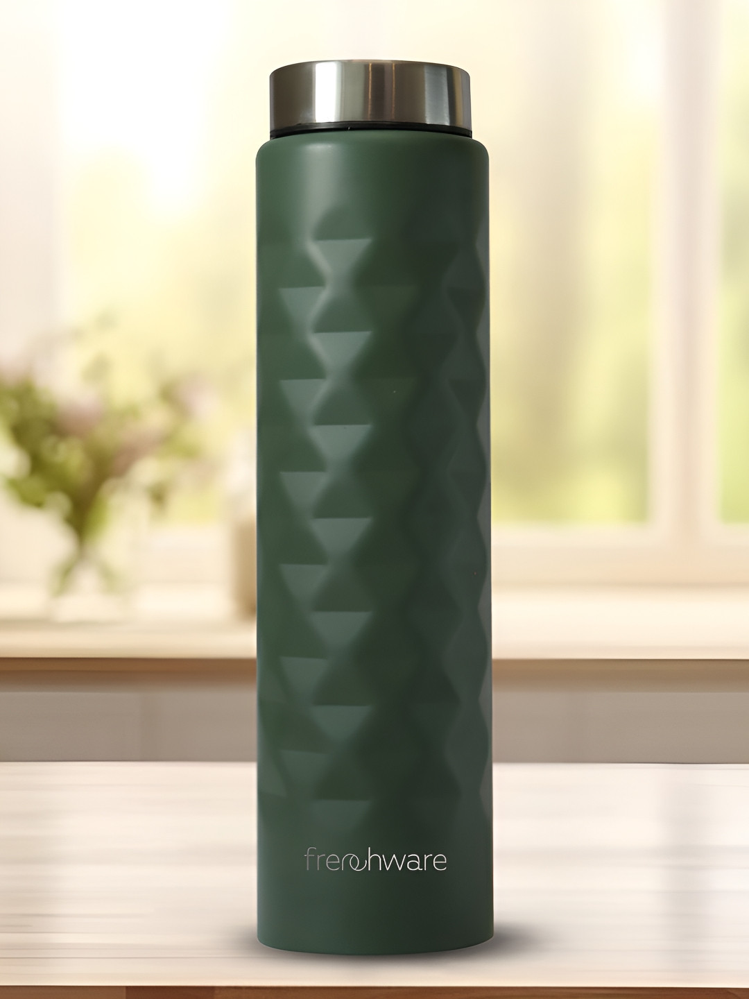 Frenchware Green Solid Stainless Steel Light-weight Water Bottle - 1L