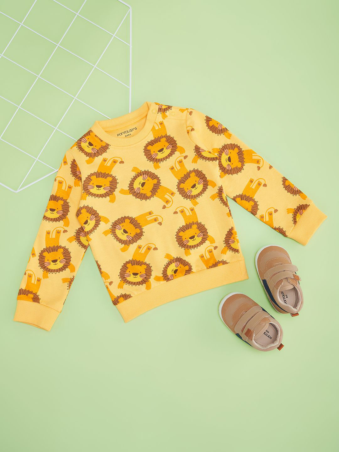 Pantaloons Baby Boys Animal Printed Round Neck Pure Cotton Sweatshirt