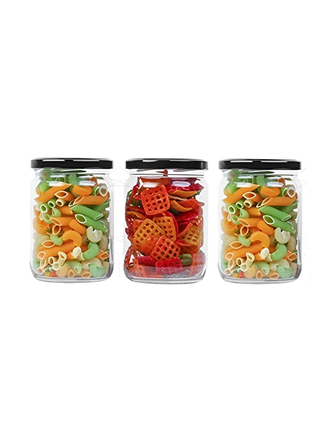 Tyche Enterprises Piramal Transparent Glass Dishwasher Safe 3 Piece Screw Top Canister-500ml