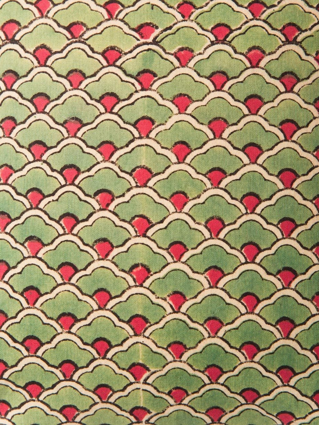 Fabindia Block Print Green Geometric Cotton Breathable Square Cushion Cover -12x12In