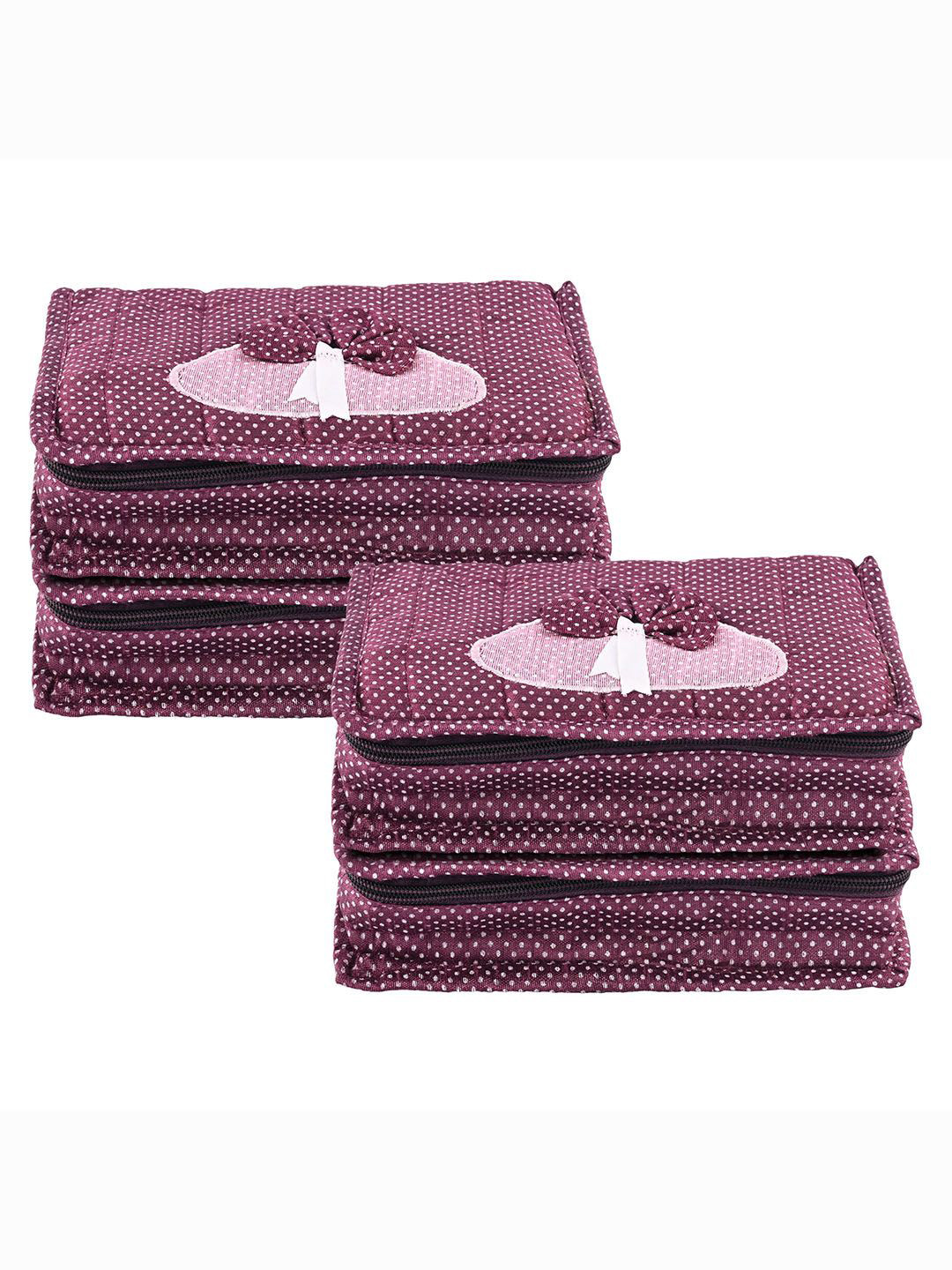 Kuber Industries Purple 4 Pieces Dots Printed Jewellery Organiser