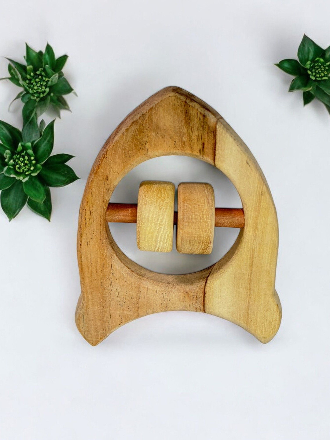 LITTLE GINNIE Kids Set of 2 Neem Wood Rattle Activity Toys and Games