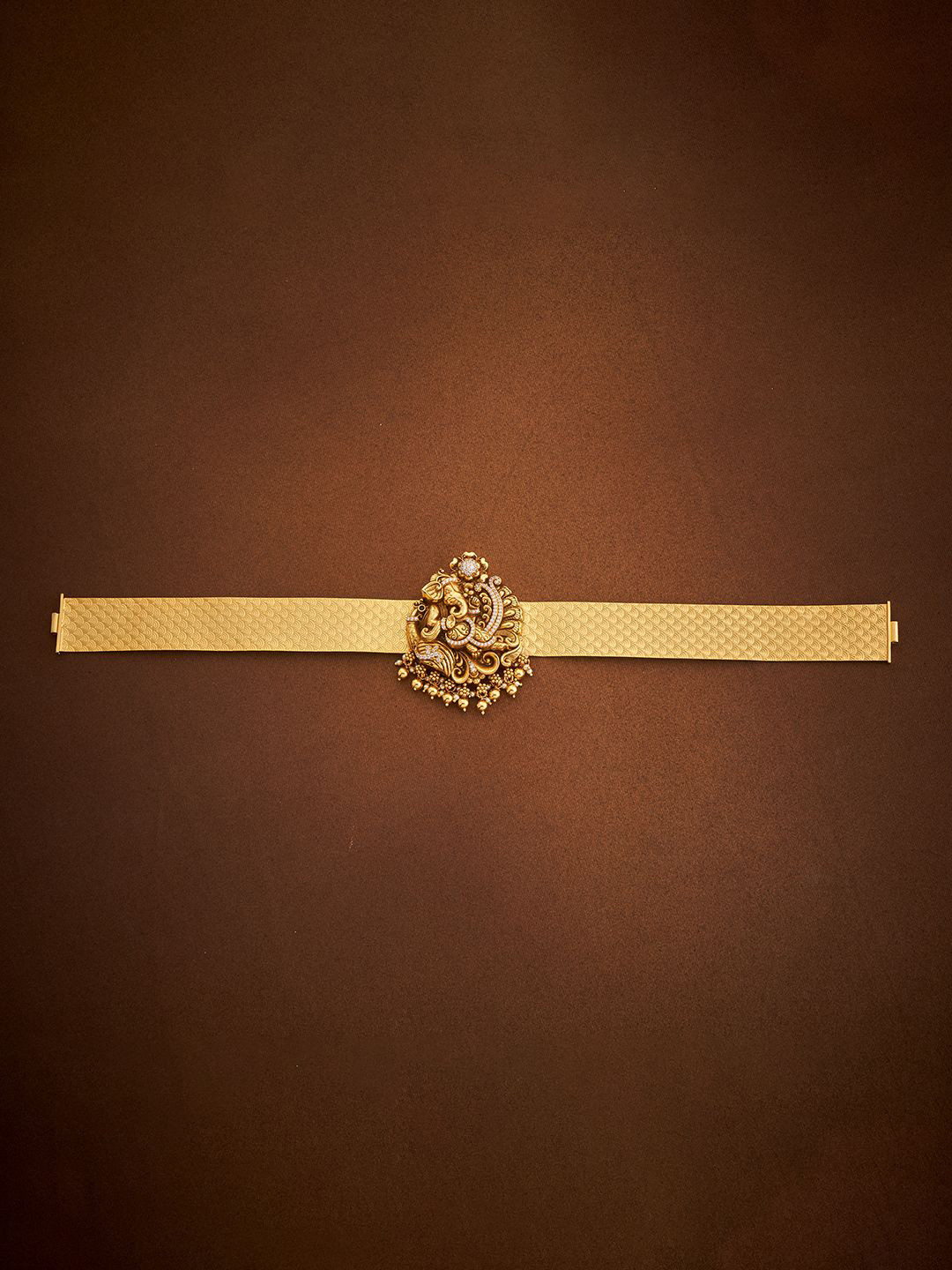 Kushal's Fashion Jewellery Embellished Bridal 92.5 Silver CZ Temple Kamarbandh