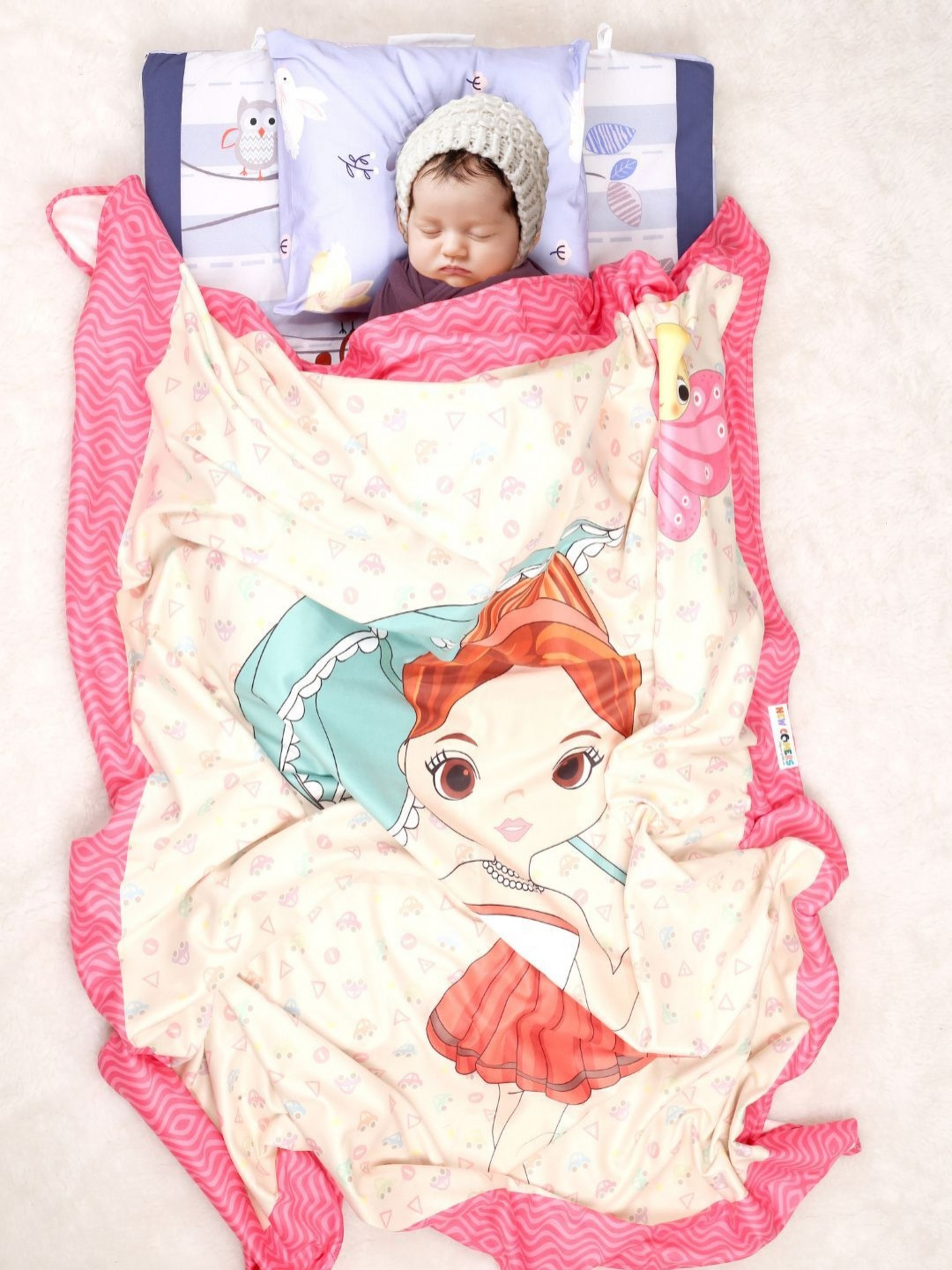 NEW COMERS Pink & Blue Contemporary Mild Winter 210 GSM Single Bed Blanket