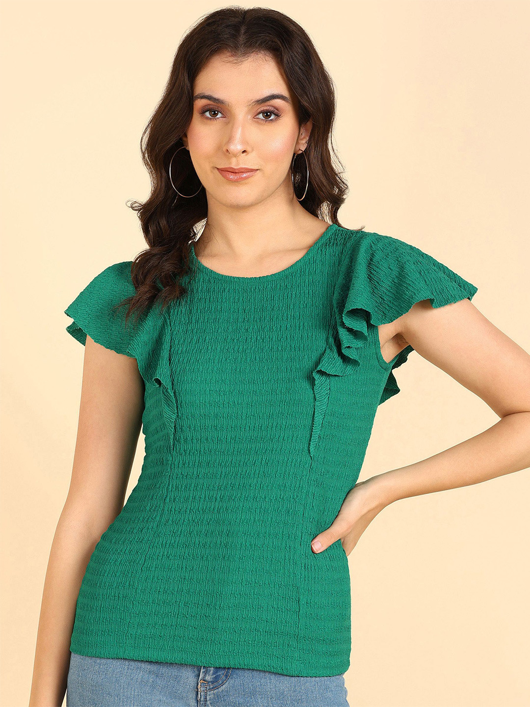 SAFFE Women Self Design Round Neck Top