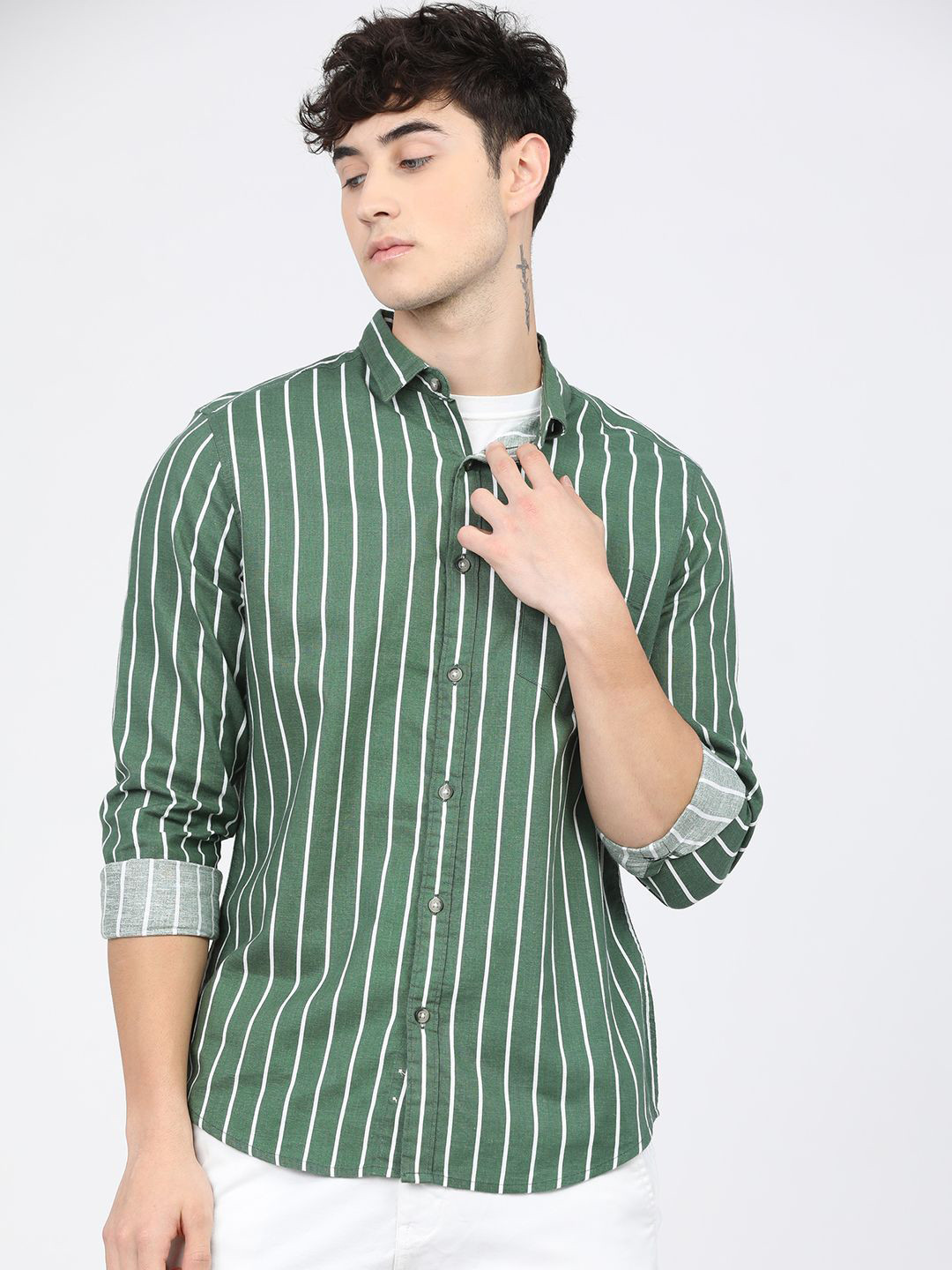 KETCH Mens Dusty Striped Casual Slim Fit Shirt