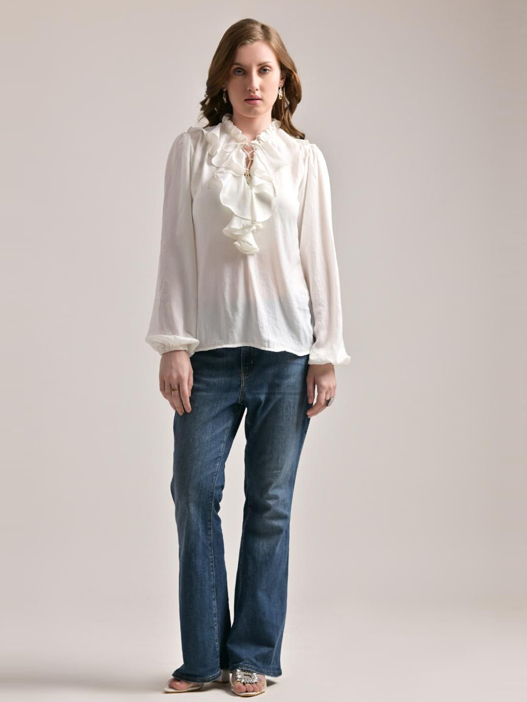 The Samoa Women Solid Tie-Up Neck Top