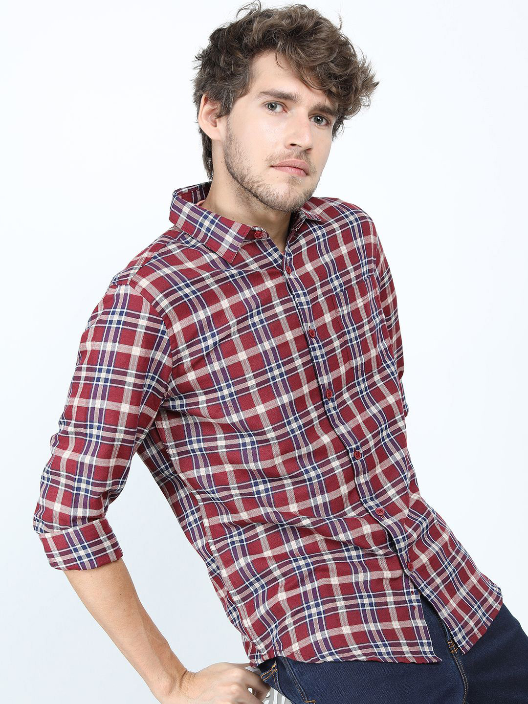 Ketch Mens Checked Casual Slim Fit Shirt