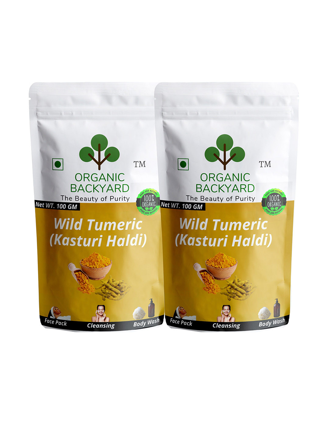 Organic Backyard Set Of 2100% Natural White Wild Turmeric Powder for Face Care- 100gm Each