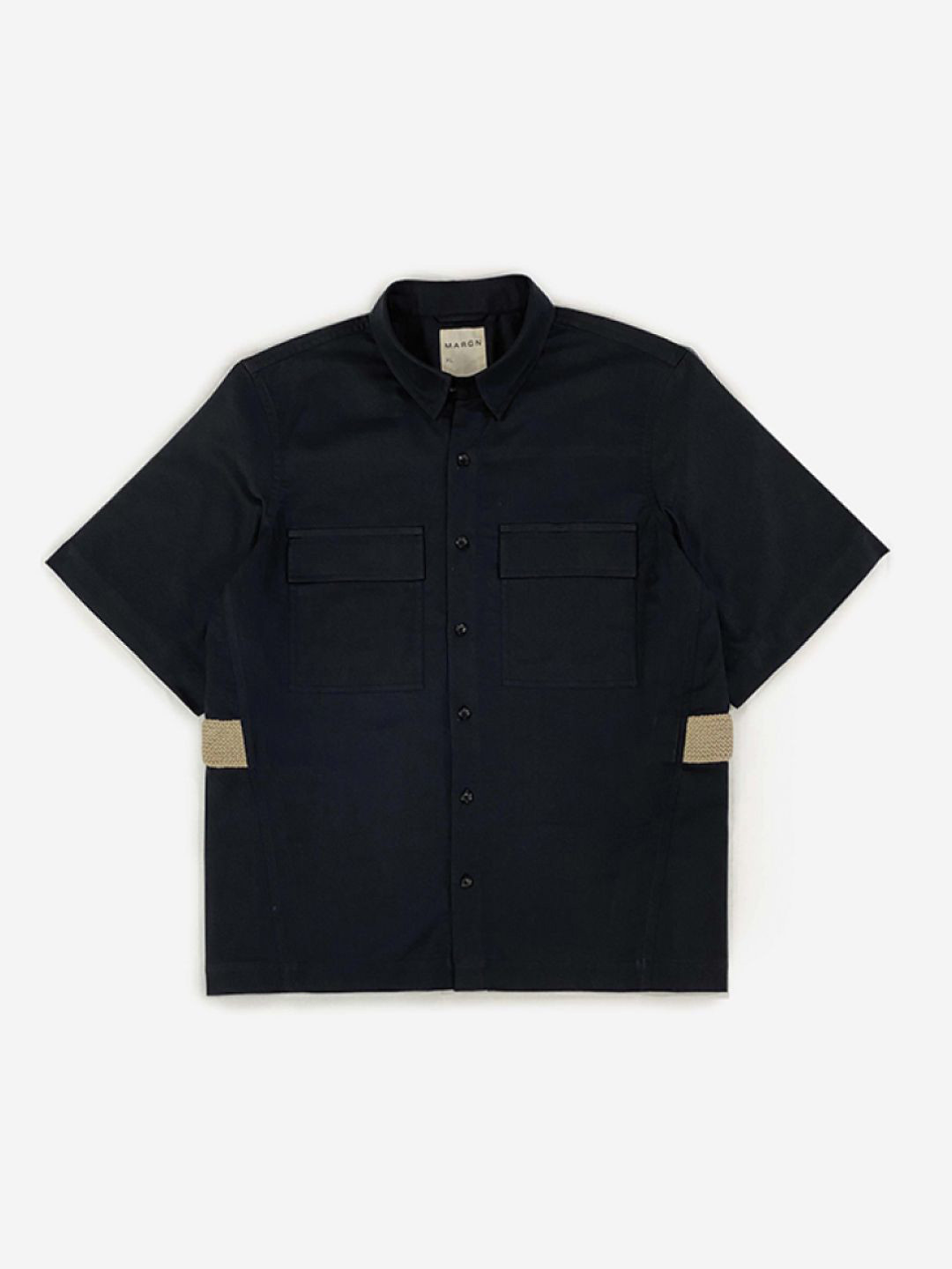 MARGN Men Relaxed Spread Collar Solid Cotton Casual Shirt