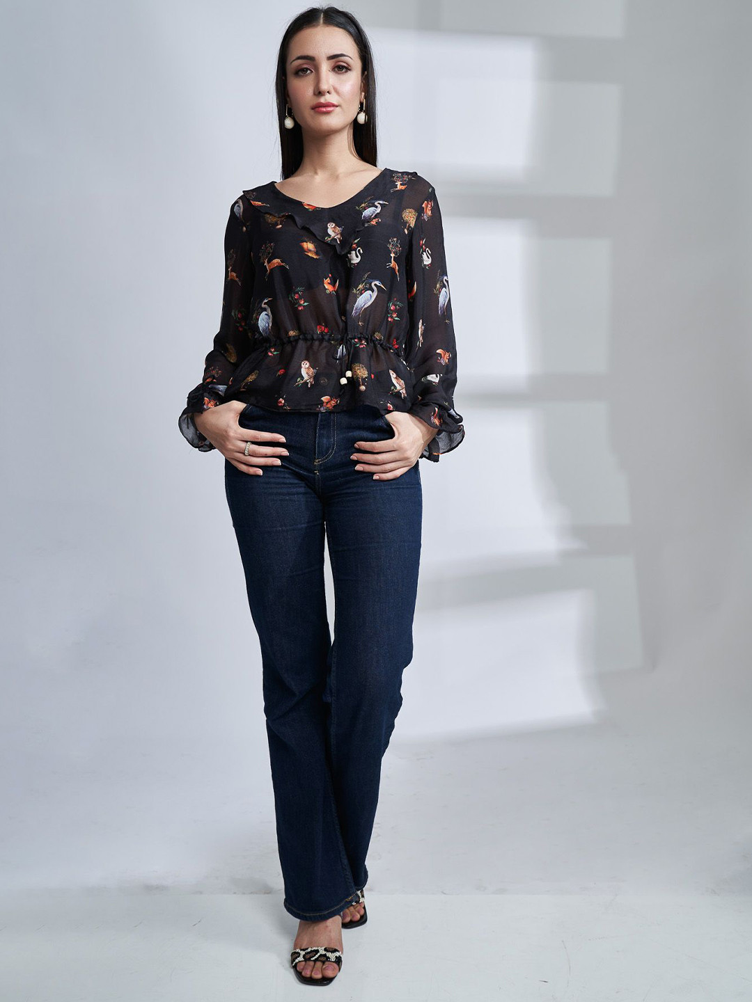 The Samoa Women Animal Printed V-Neck Chiffon Top