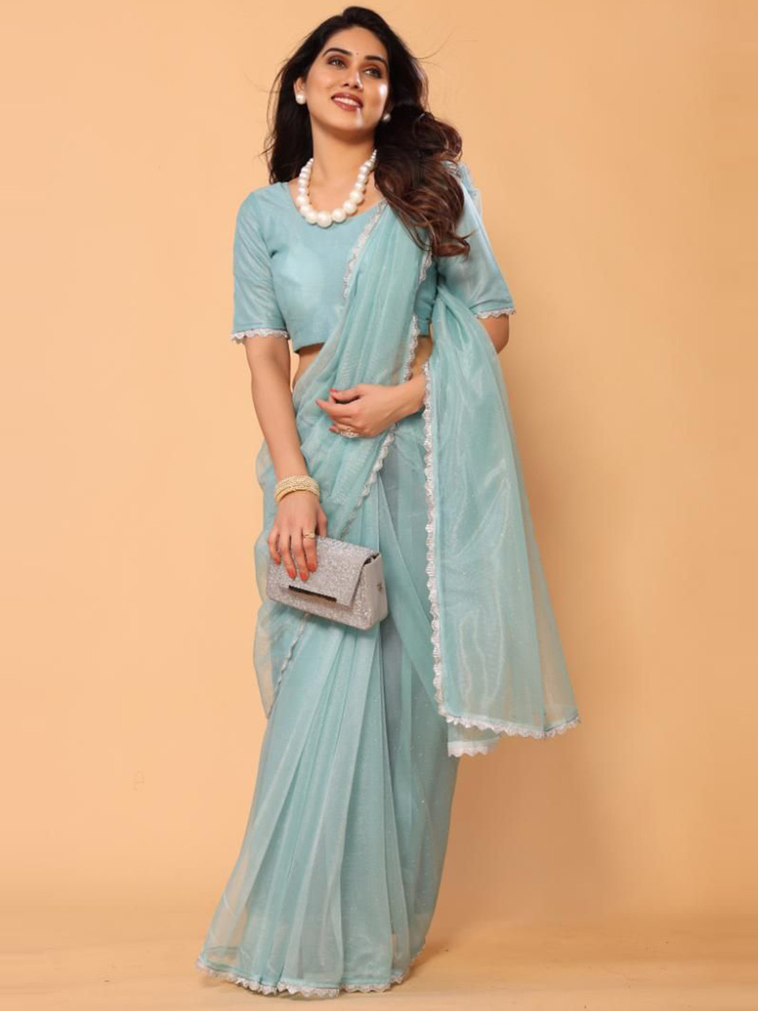 PATLANI STYLE Beads and Stones Net Saree